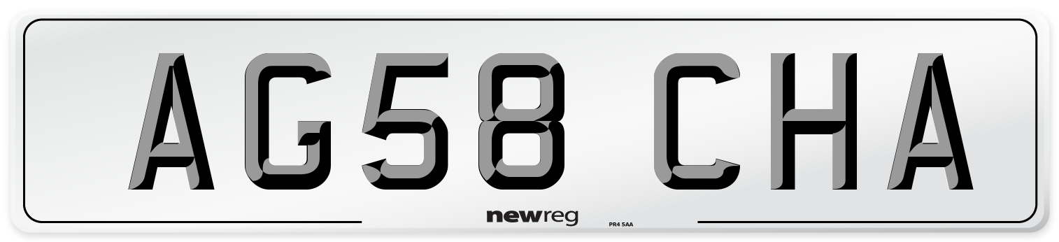 AG58 CHA Number Plate from New Reg